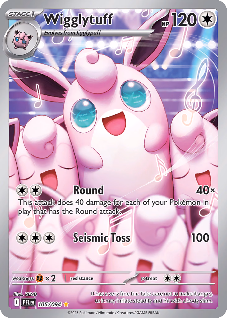 Wigglytuff Pokemon card (105/094, Phantasmal Flames)