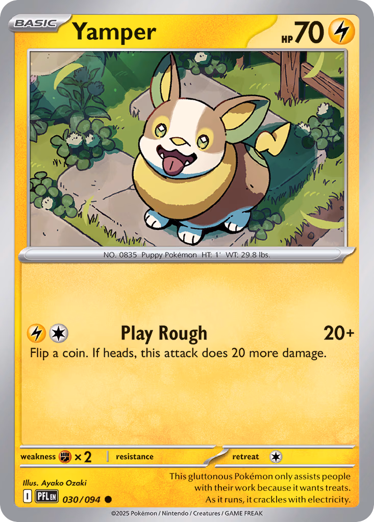 Yamper Pokemon card (030/094, Phantasmal Flames)
