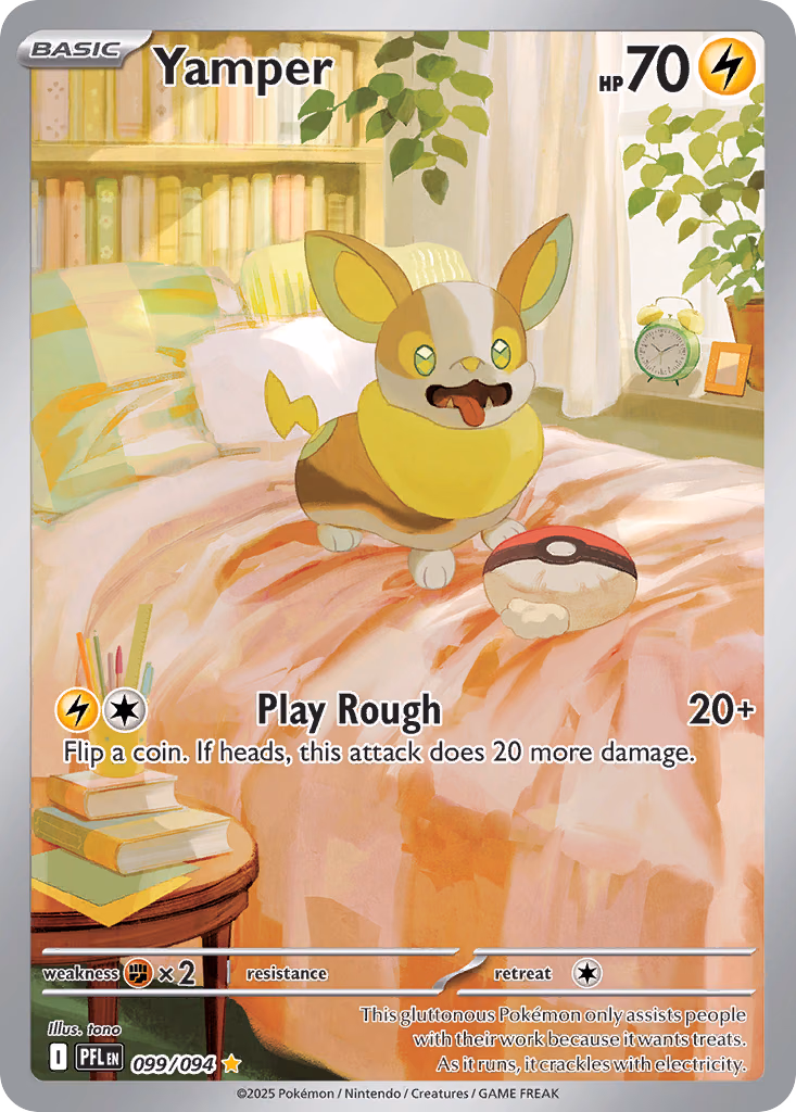 Yamper Pokemon card (099/094, Phantasmal Flames)