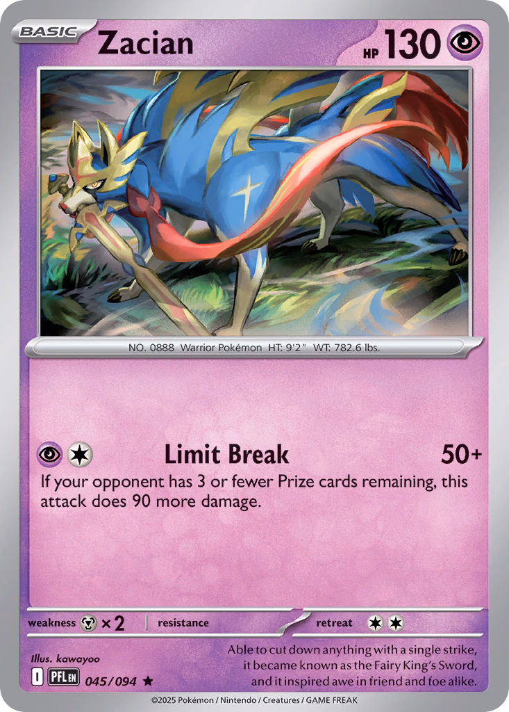 Zacian Pokemon card (045/094, Phantasmal Flames)