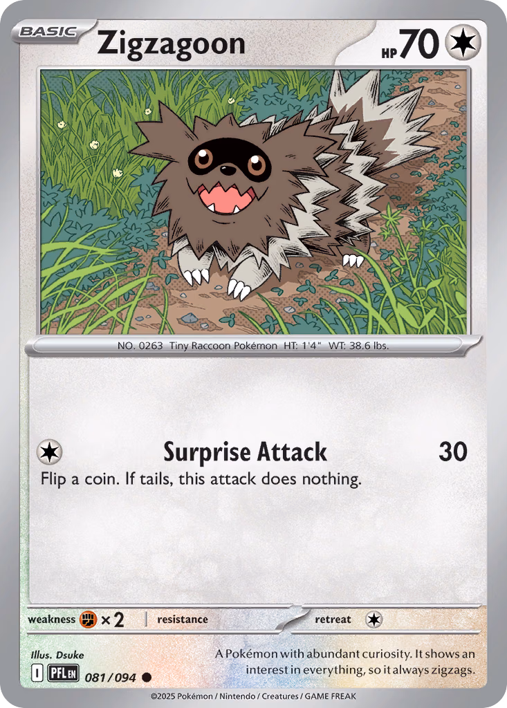 Zigzagoon Pokemon card (081/094, Phantasmal Flames)