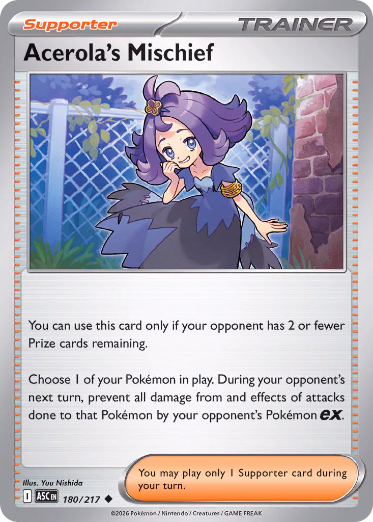 Acerola's Mischief Pokemon card (180/217, Ascended Heroes)