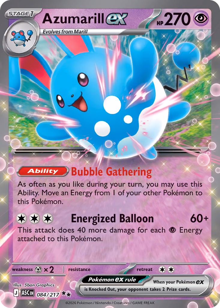 Azumarill ex Pokemon card (084/217, Ascended Heroes)