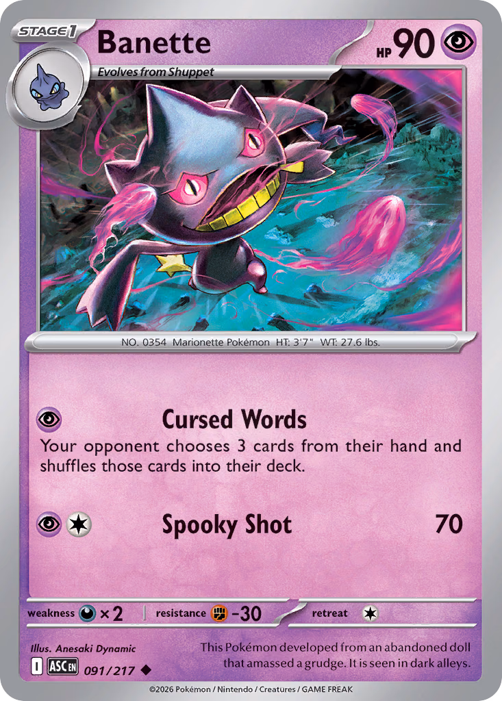 Banette Pokemon card (091/217, Ascended Heroes)