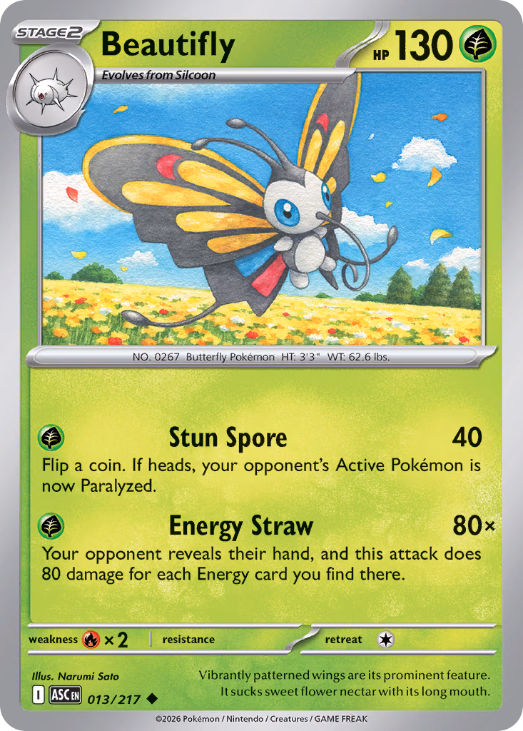 Beautifly Pokemon card (013/217, Ascended Heroes)