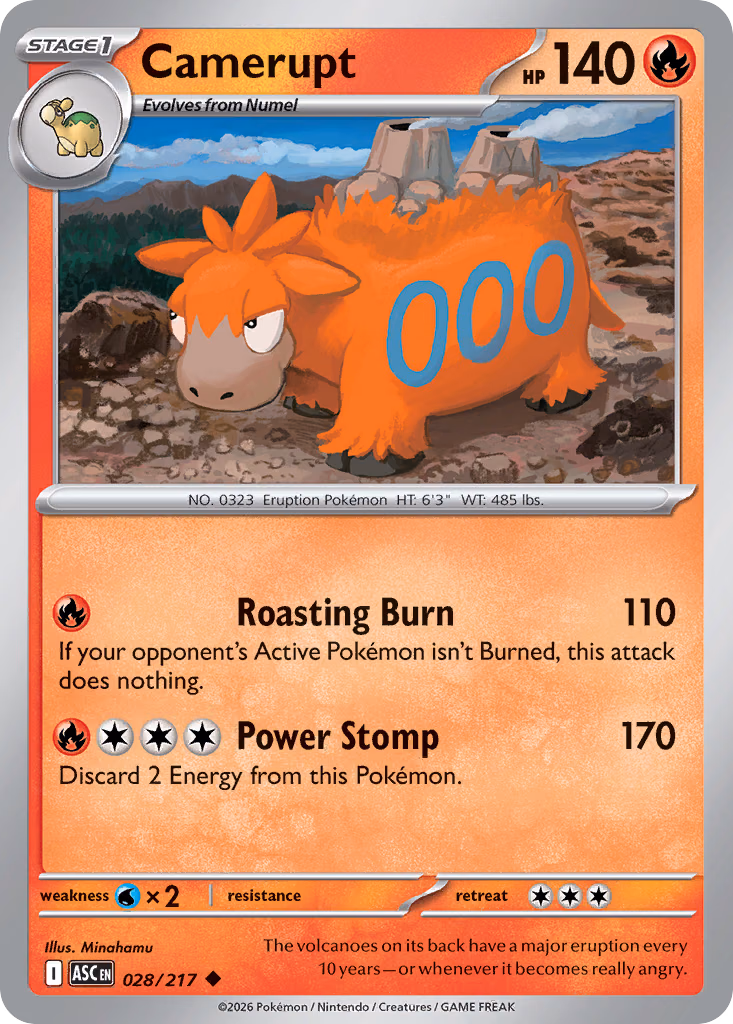 Camerupt Pokemon card (028/217, Ascended Heroes)