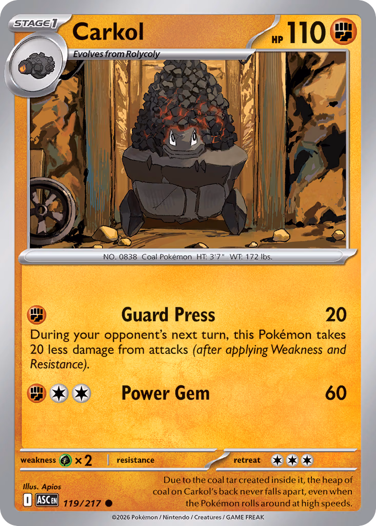 Carkol Pokemon card (119/217, Ascended Heroes)