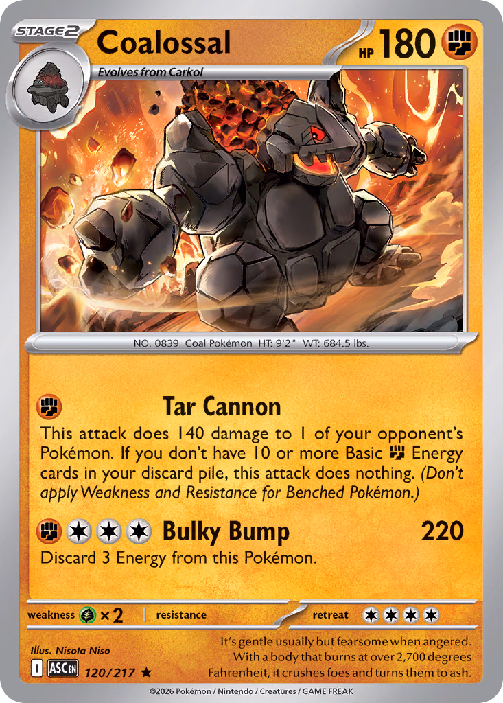 Coalossal Pokemon card (120/217, Ascended Heroes)
