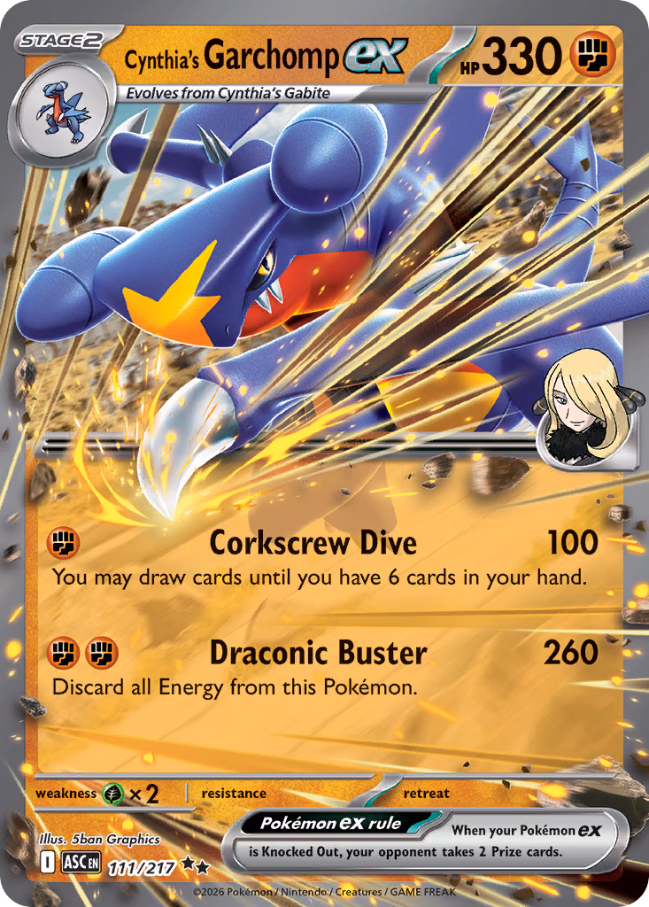 Cynthia's Garchomp ex Pokemon card (111/217, Ascended Heroes)