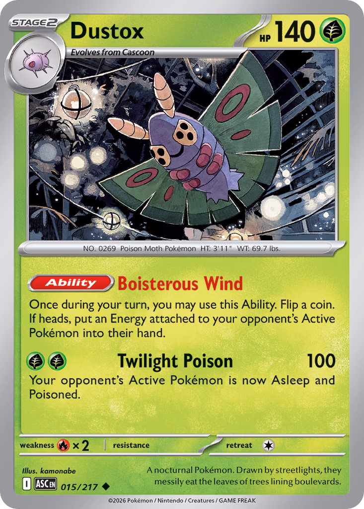 Dustox Pokemon card (015/217, Ascended Heroes)