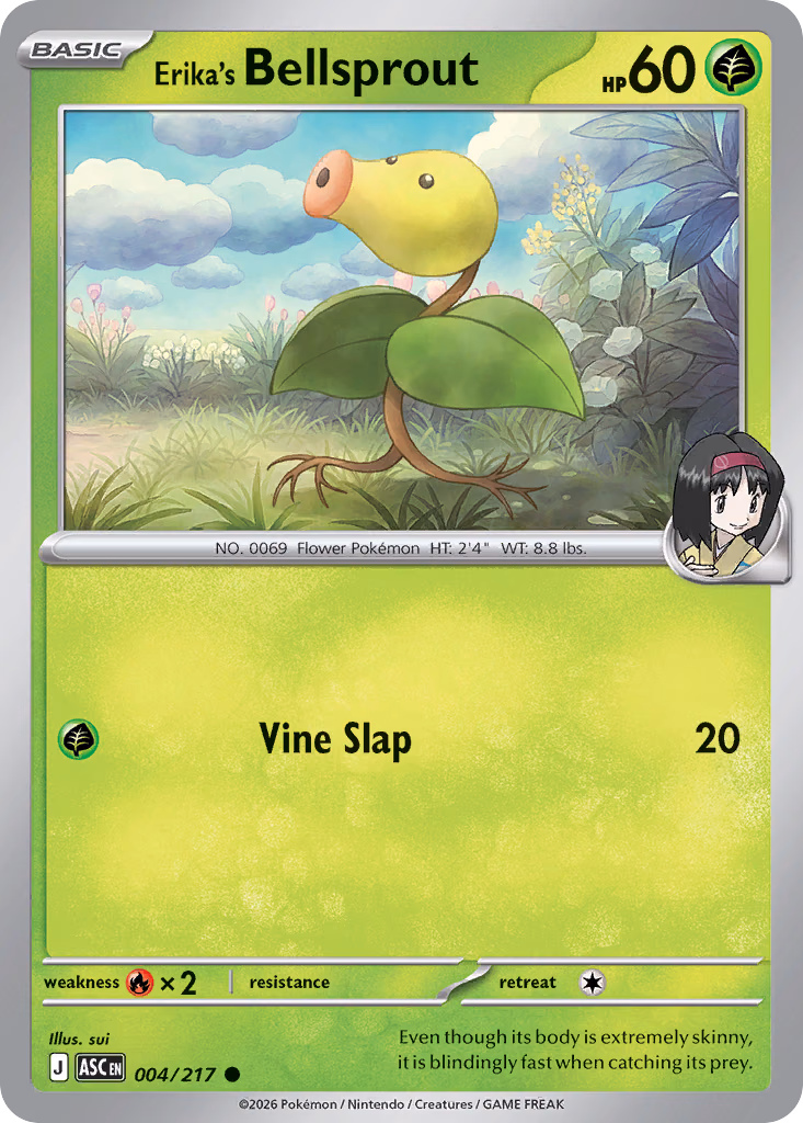 Erika's Bellsprout Pokemon card (004/217, Ascended Heroes)