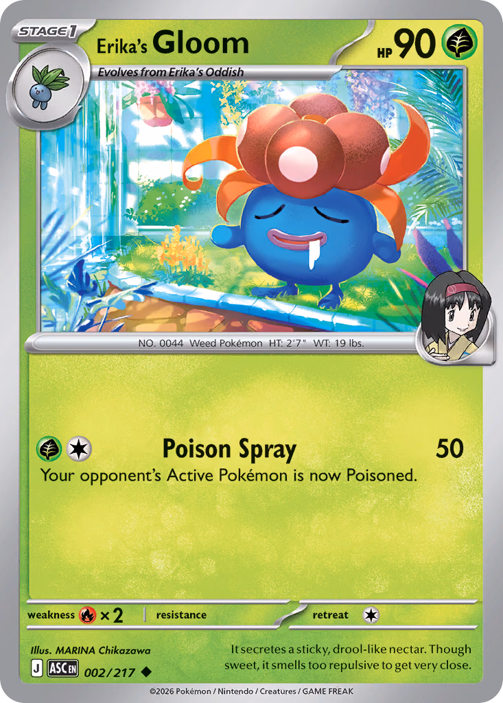 Erika's Gloom Pokemon card (002/217, Ascended Heroes)