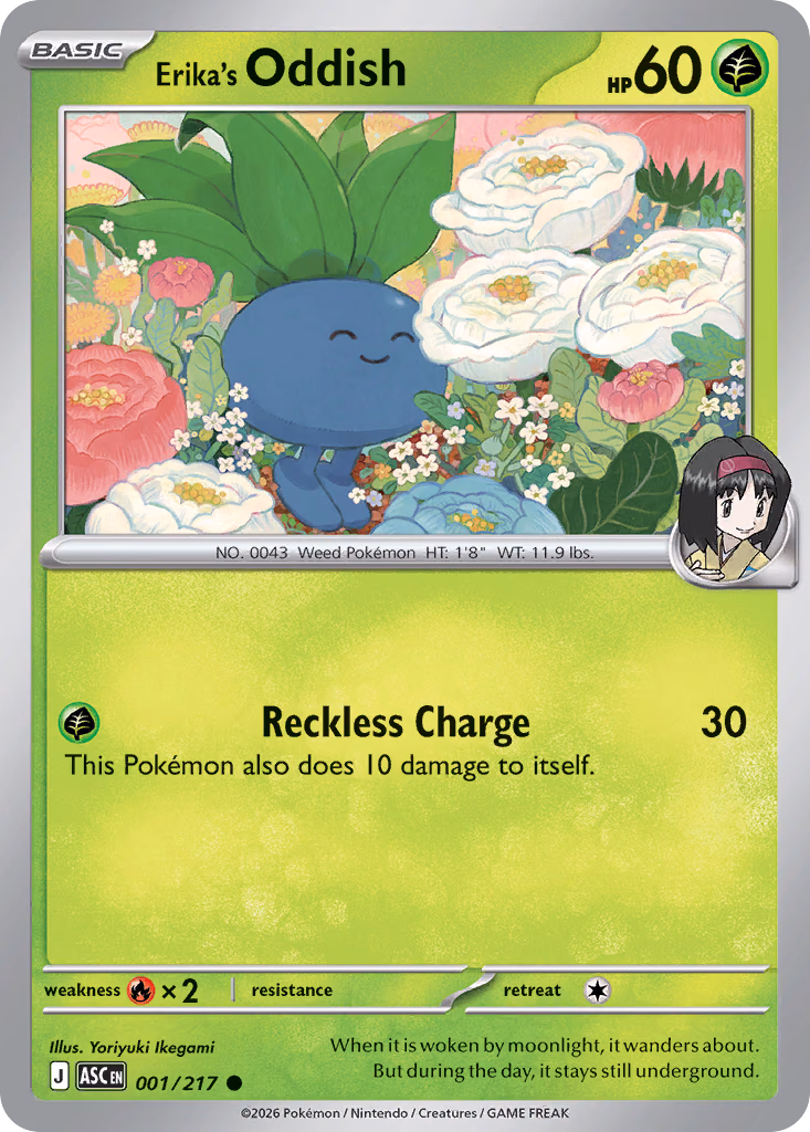 Erika's Oddish Pokemon card (001/217, Ascended Heroes)