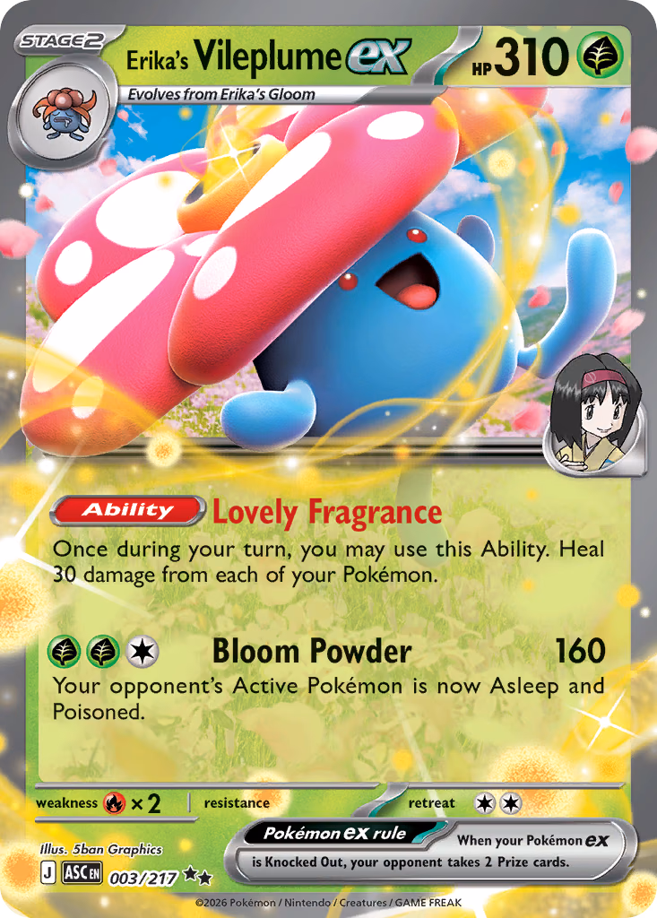 Erika's Vileplume ex Pokemon card (003/217, Ascended Heroes)