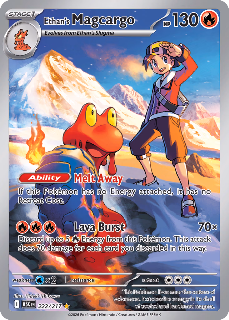 Ethan's Magcargo Pokemon card (222/217, Ascended Heroes)