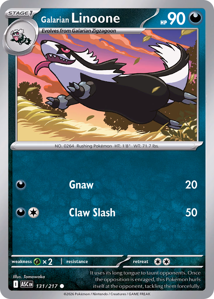 Galarian Linoone Pokemon card (131/217, Ascended Heroes)