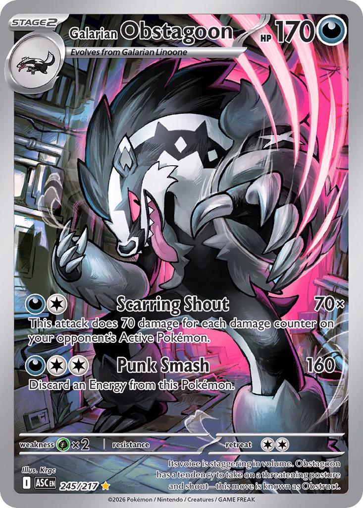 Galarian Obstagoon Pokemon card (245/217, Ascended Heroes)