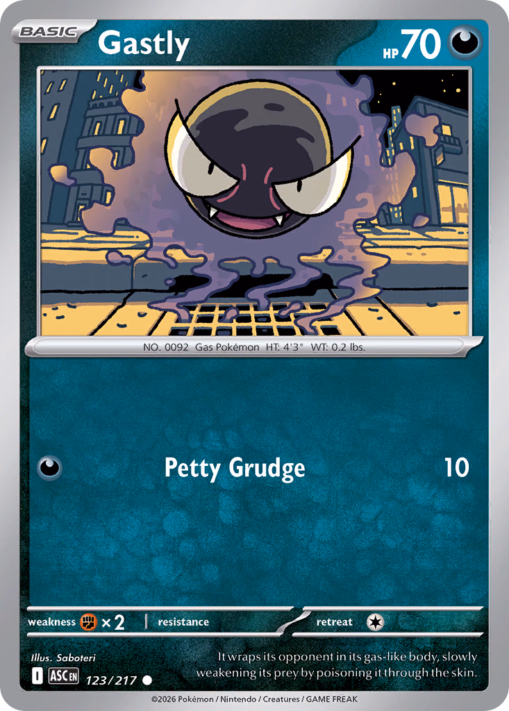Gastly Pokemon card (123/217, Ascended Heroes)