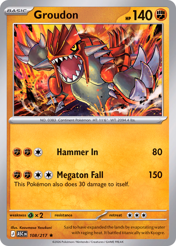 Groudon Pokemon card (108/217, Ascended Heroes)