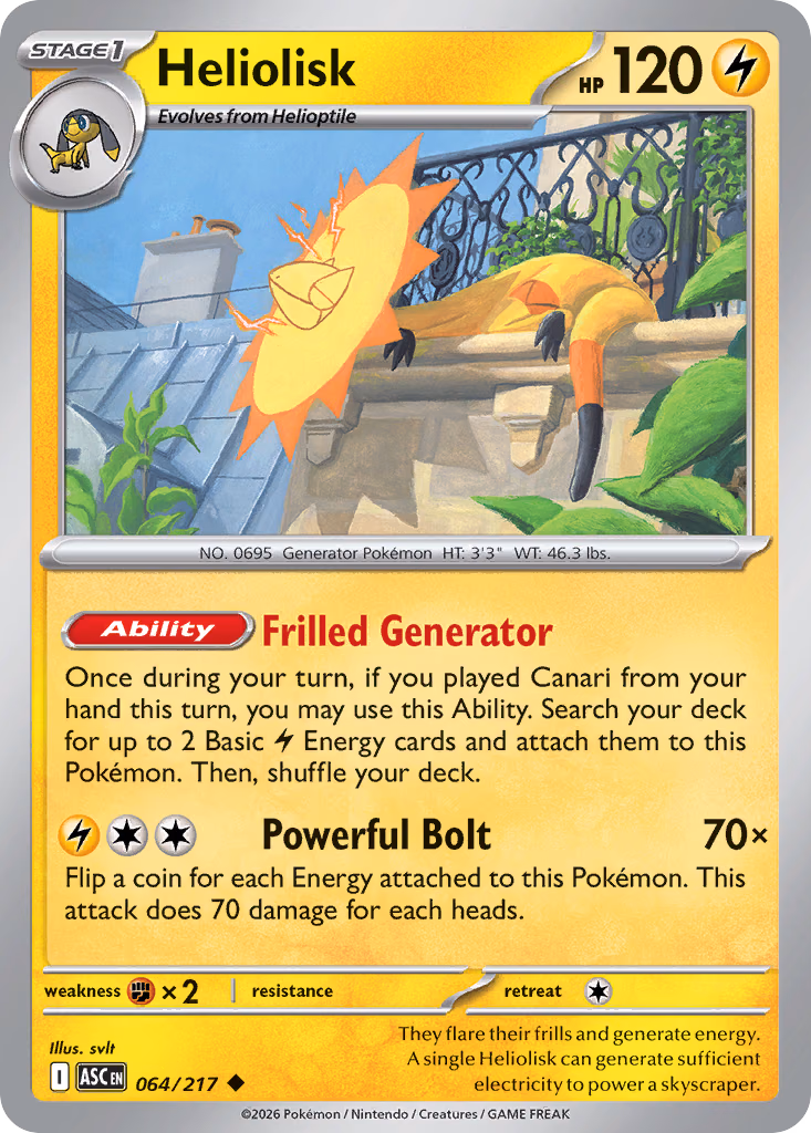 Heliolisk Pokemon card (064/217, Ascended Heroes)