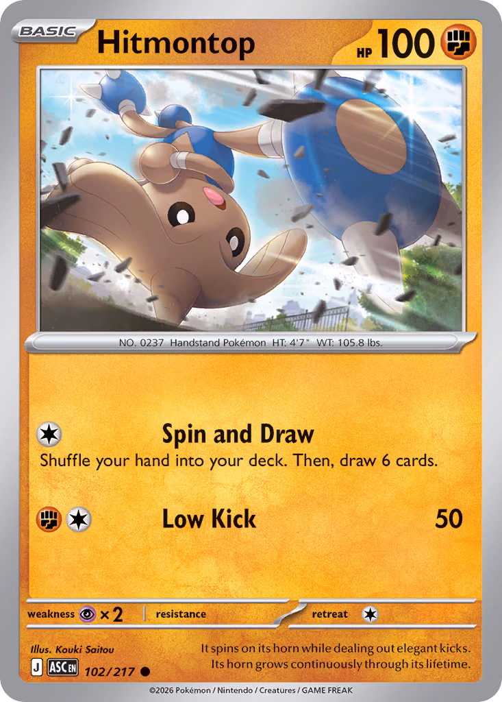 Hitmontop Pokemon card (102/217, Ascended Heroes)