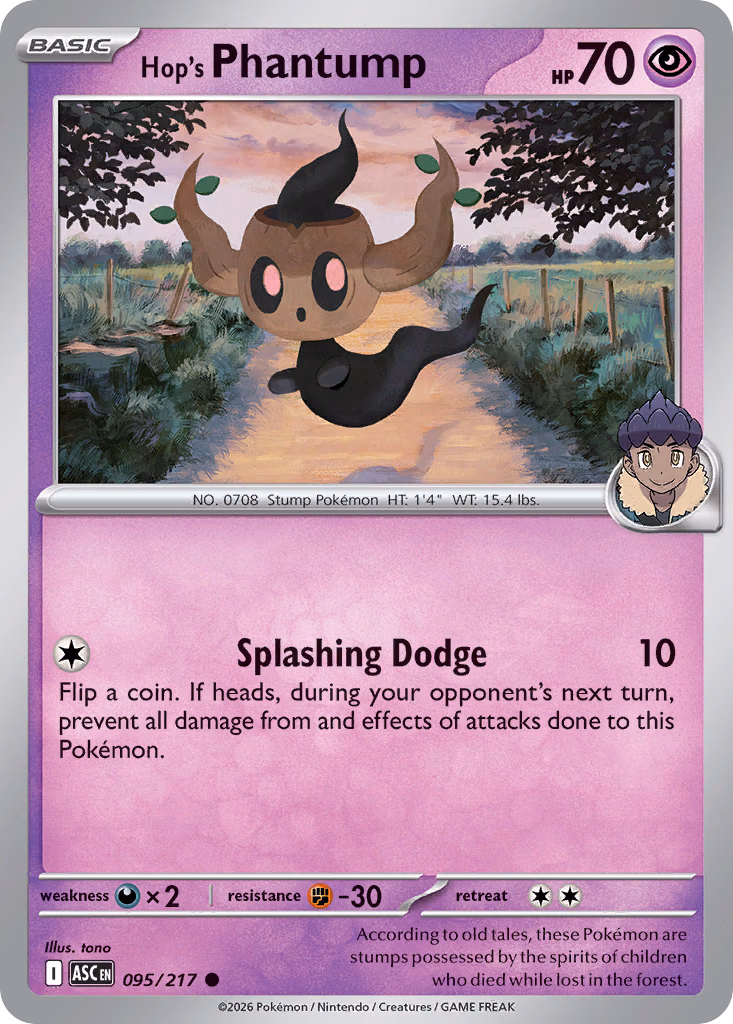Hop's Phantump Pokemon card (095/217, Ascended Heroes)