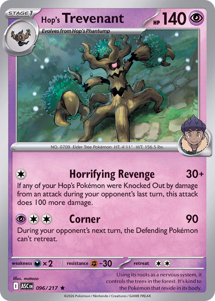 Hop's Trevenant Pokemon card (096/217, Ascended Heroes)