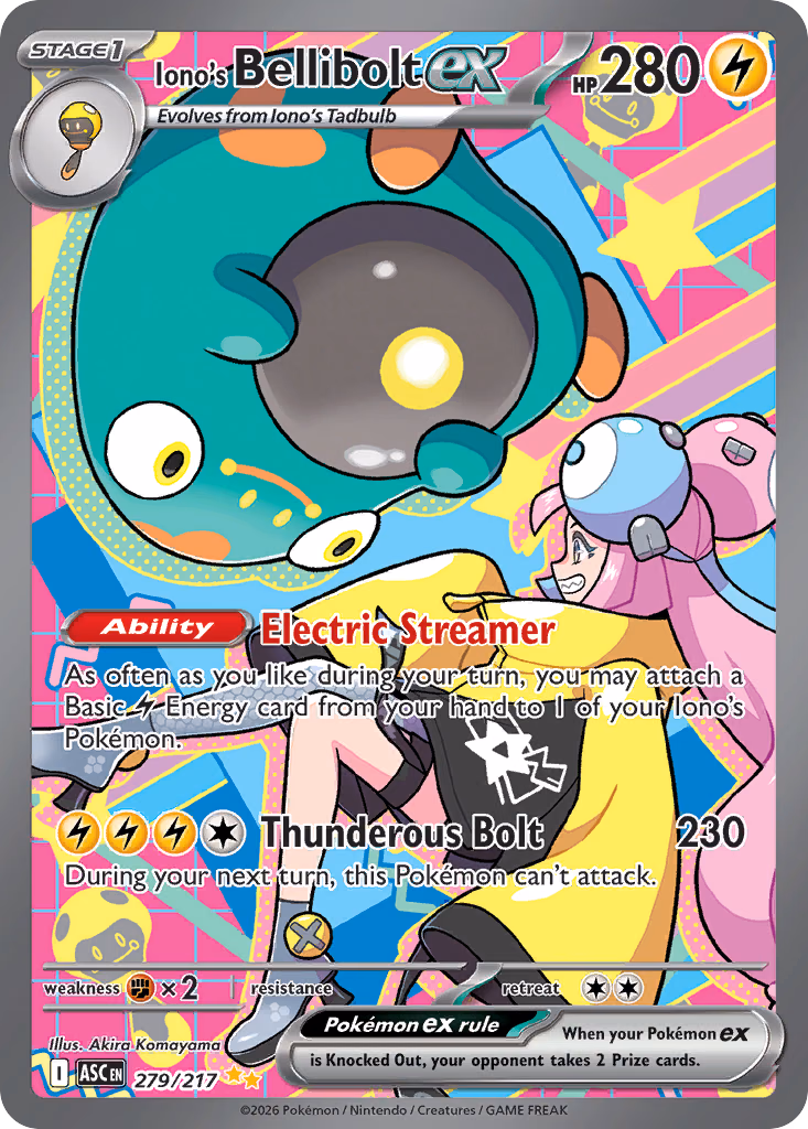 Iono's Bellibolt ex Pokemon card (279/217, Ascended Heroes)