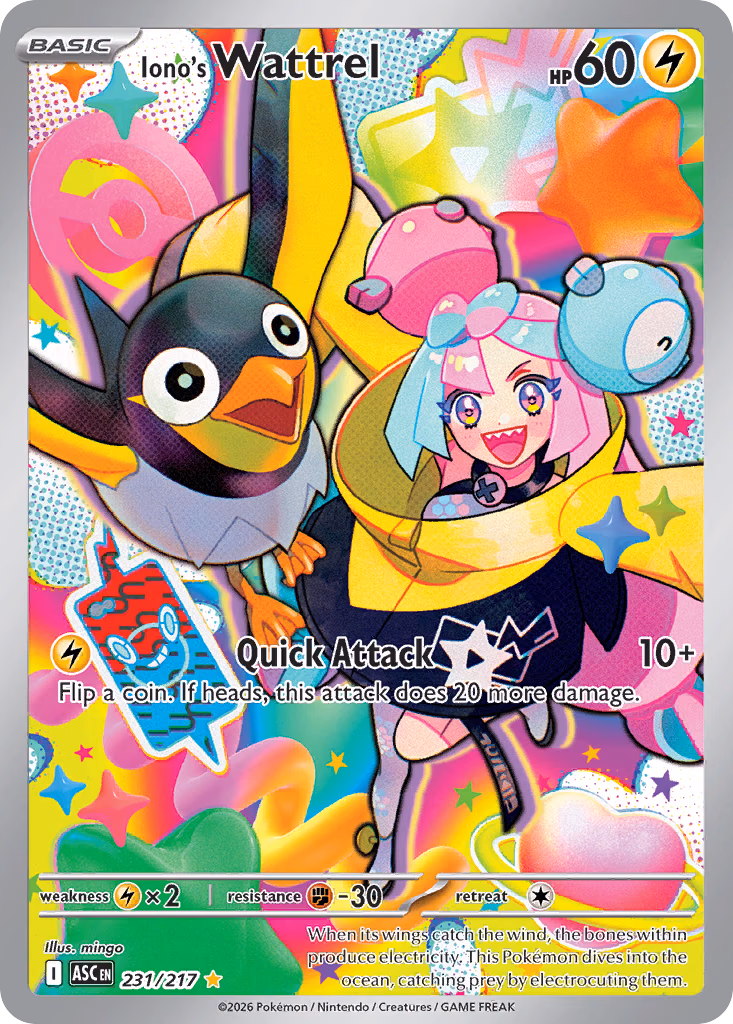 Iono's Wattrel Pokemon card (231/217, Ascended Heroes)