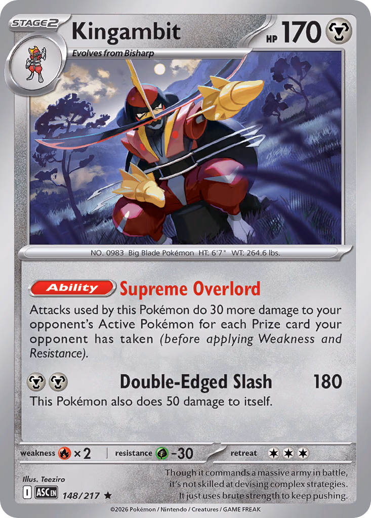 Kingambit Pokemon card (148/217, Ascended Heroes)