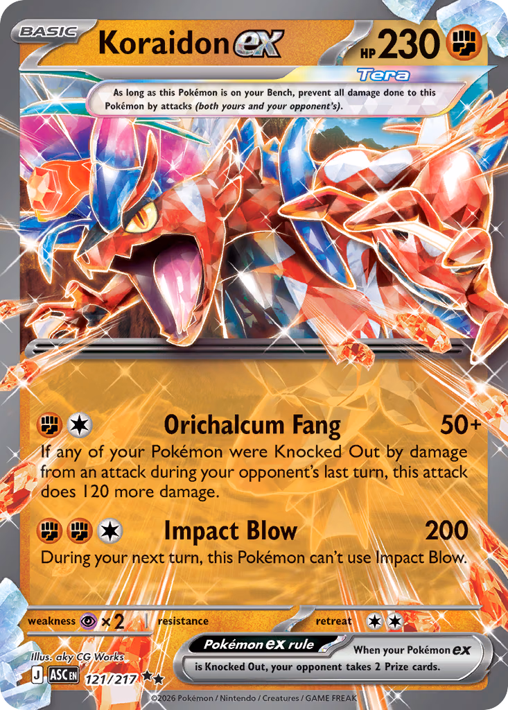 Koraidon ex Pokemon card (121/217, Ascended Heroes)
