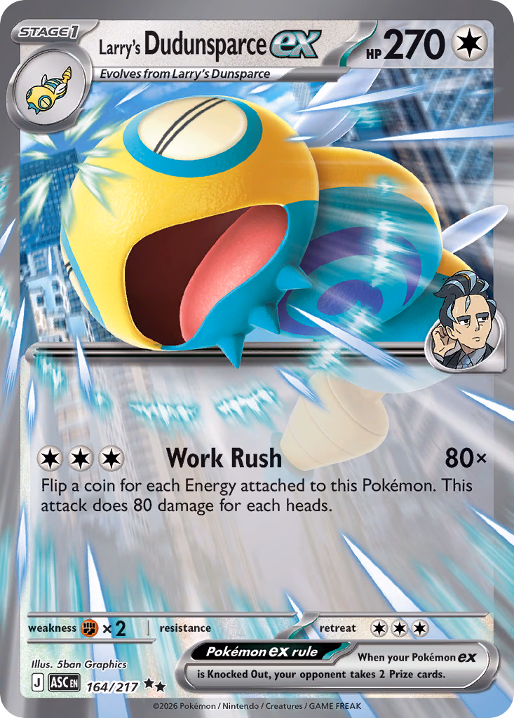 Larry's Dudunsparce ex Pokemon card (164/217, Ascended Heroes)