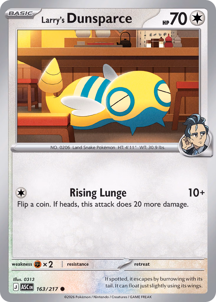 Larry's Dunsparce Pokemon card (163/217, Ascended Heroes)