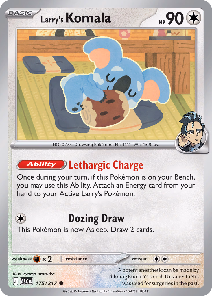 Larry's Komala Pokemon card (175/217, Ascended Heroes)