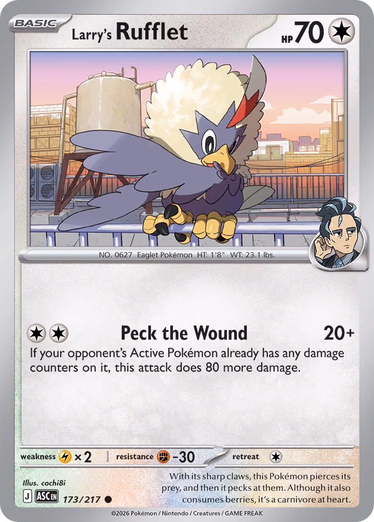 Larry's Rufflet Pokemon card (173/217, Ascended Heroes)