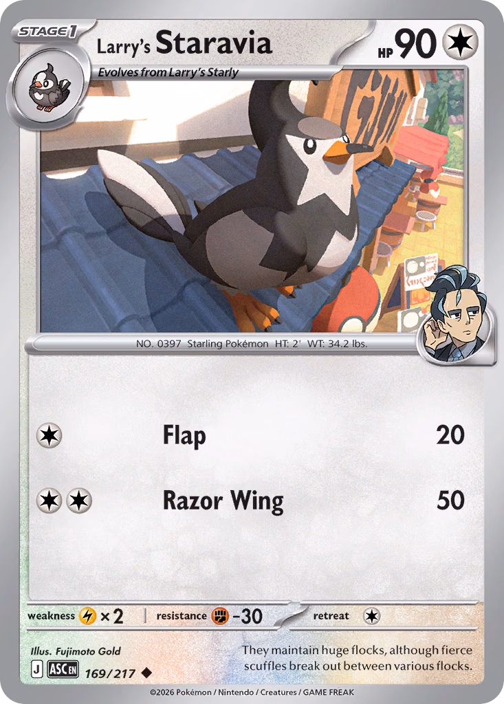 Larry's Staravia Pokemon card (169/217, Ascended Heroes)