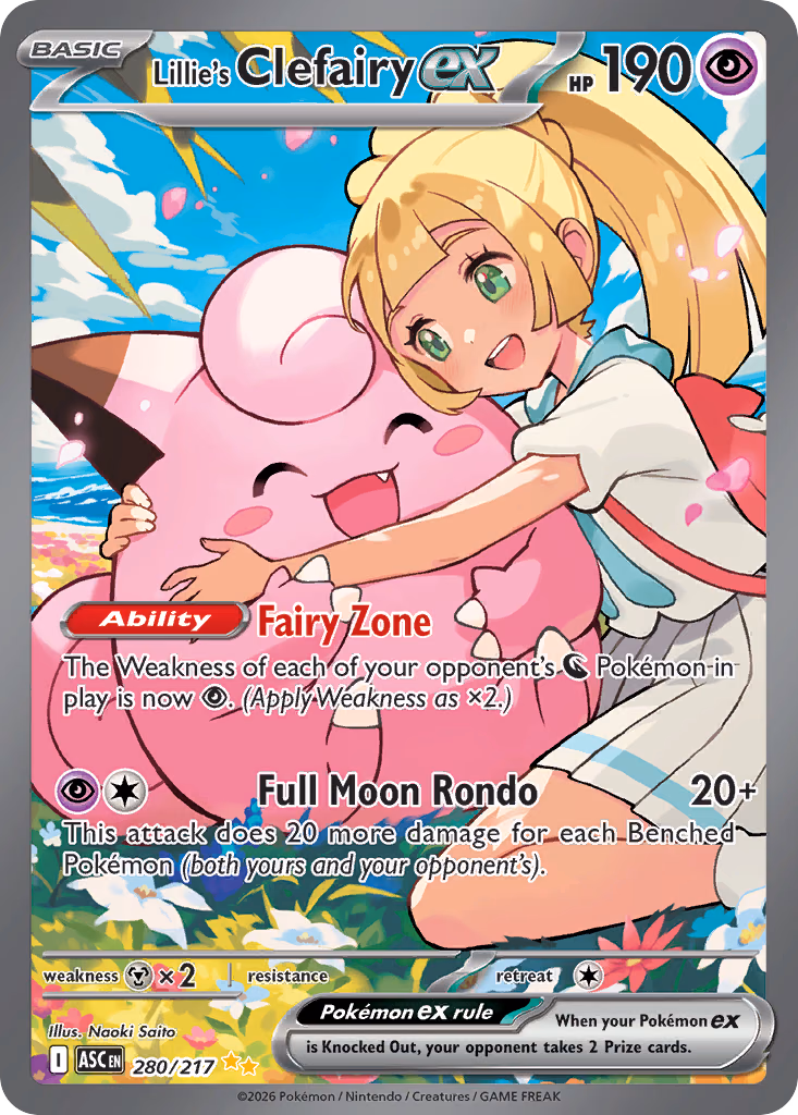 Lillie's Clefairy ex Pokemon card (280/217, Ascended Heroes)