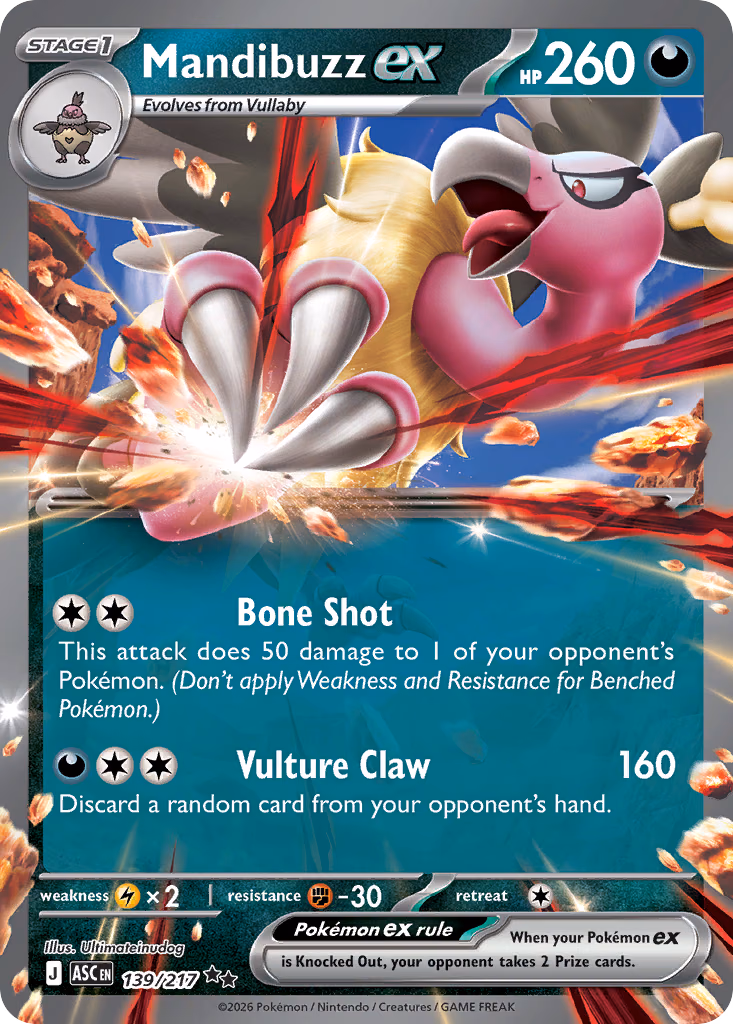 Mandibuzz ex Pokemon card (139/217, Ascended Heroes)
