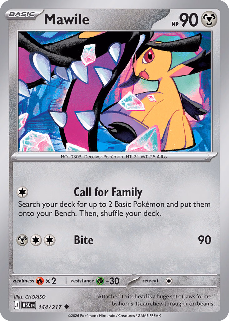 Mawile Pokemon card (144/217, Ascended Heroes)
