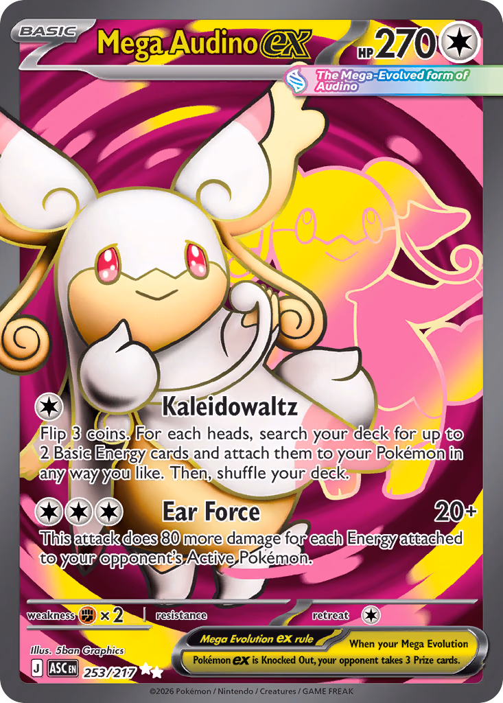 Mega Audino ex Pokemon card (253/217, Ascended Heroes)