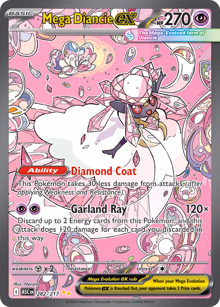 Mega Diancie ex Pokemon card (282/217, Ascended Heroes)