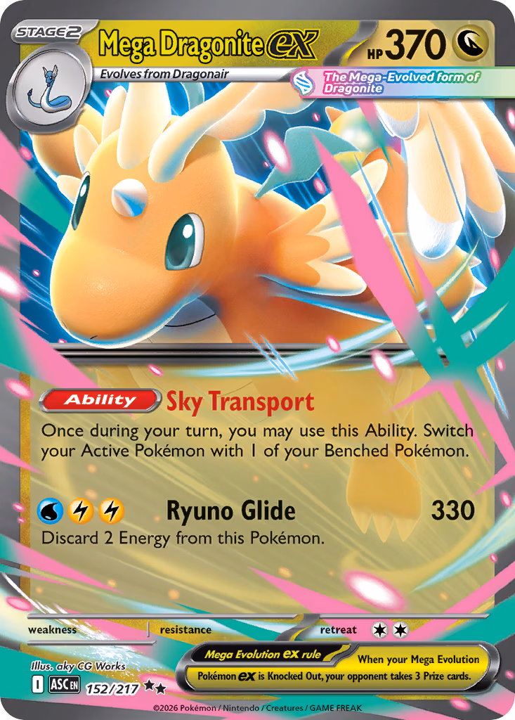 Mega Dragonite ex Pokemon card (152/217, Ascended Heroes)