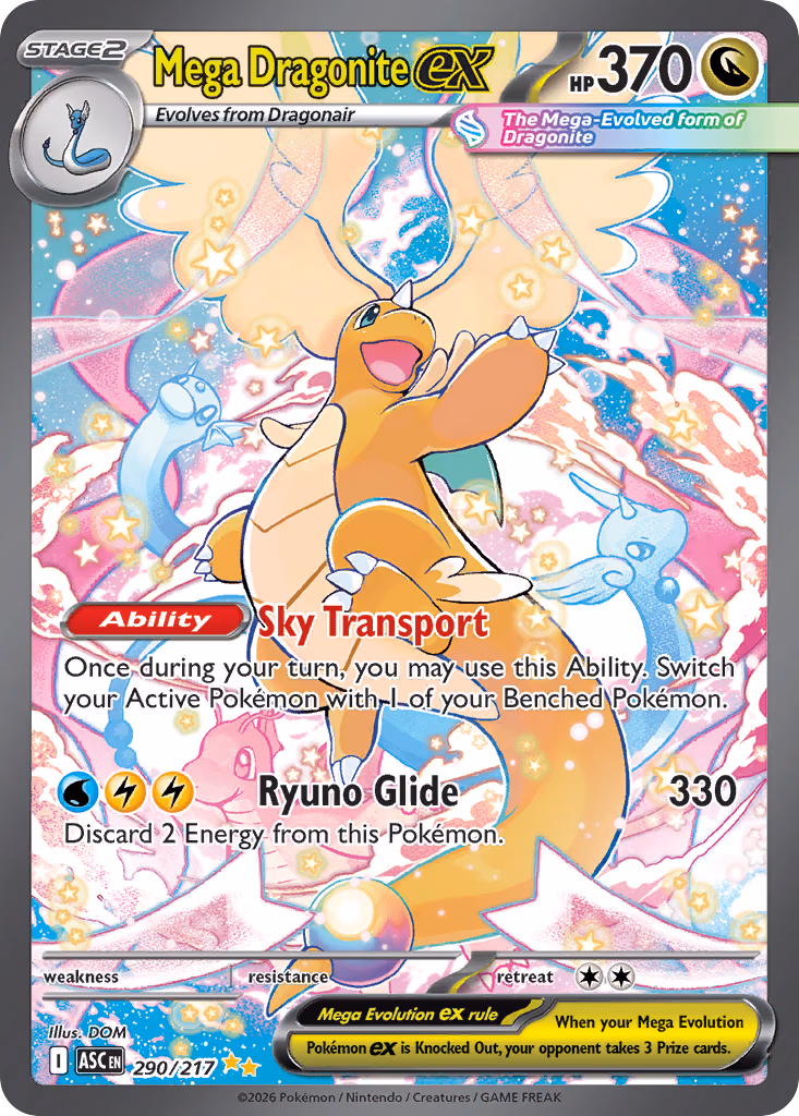 Mega Dragonite ex Pokemon card (290/217, Ascended Heroes)