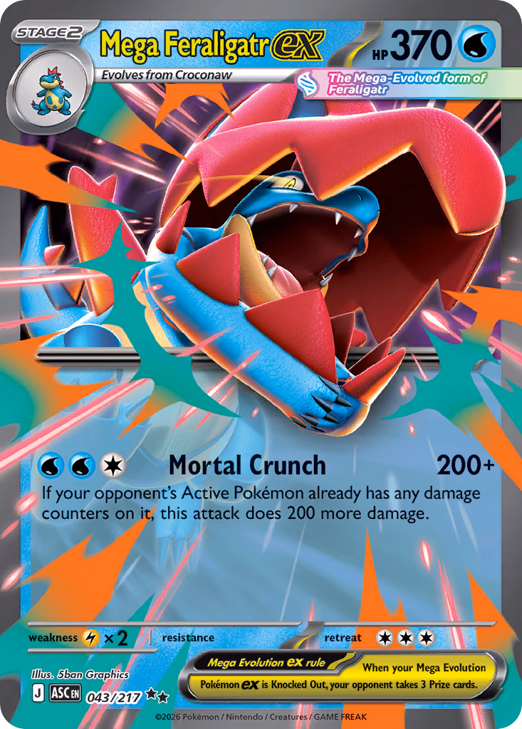 Mega Feraligatr ex Pokemon card (043/217, Ascended Heroes)