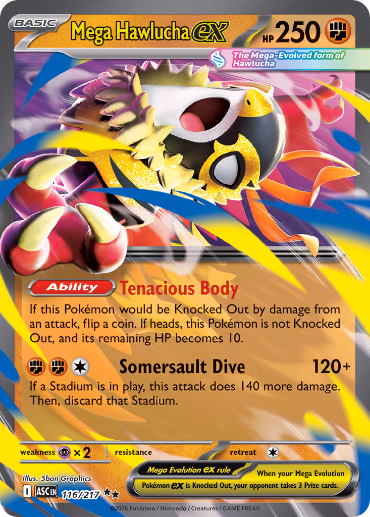 Mega Hawlucha ex Pokemon card (116/217, Ascended Heroes)