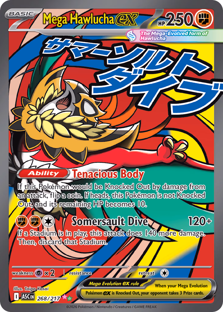 Mega Hawlucha ex Pokemon card (268/217, Ascended Heroes)