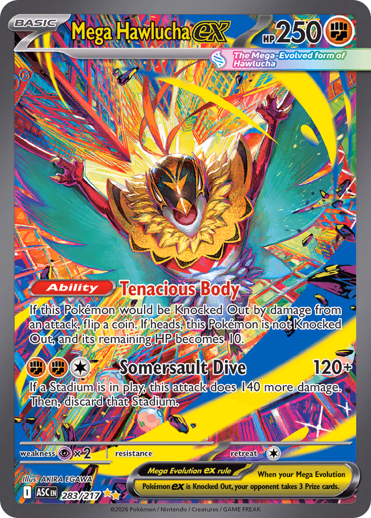 Mega Hawlucha ex Pokemon card (283/217, Ascended Heroes)