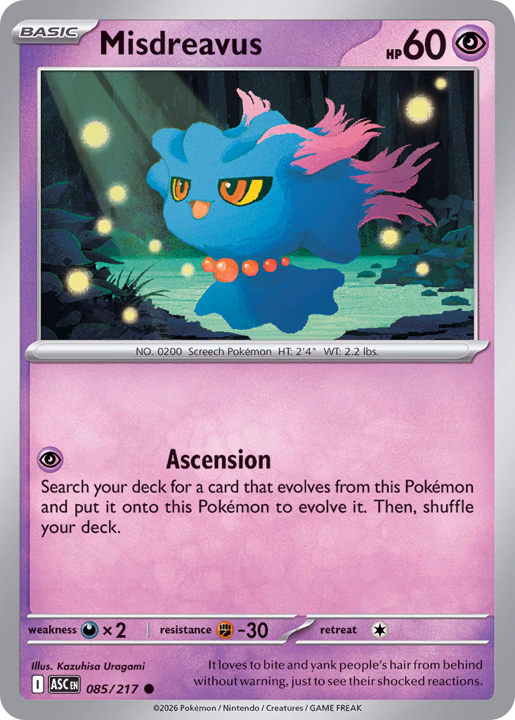 Misdreavus Pokemon card (085/217, Ascended Heroes)