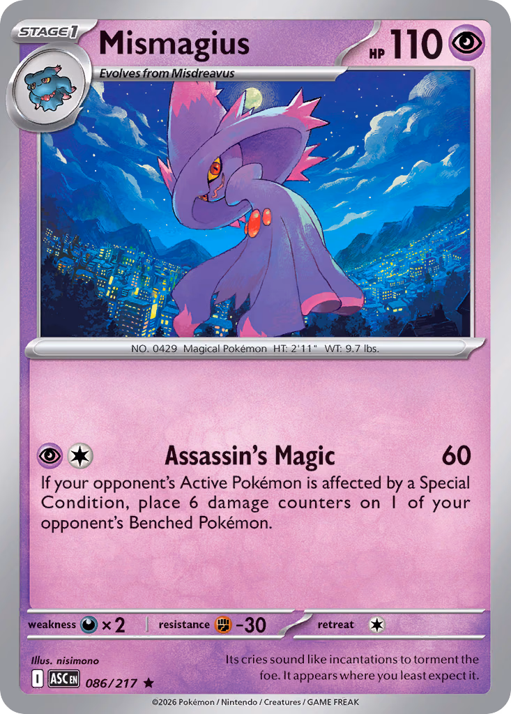 Mismagius Pokemon card (086/217, Ascended Heroes)