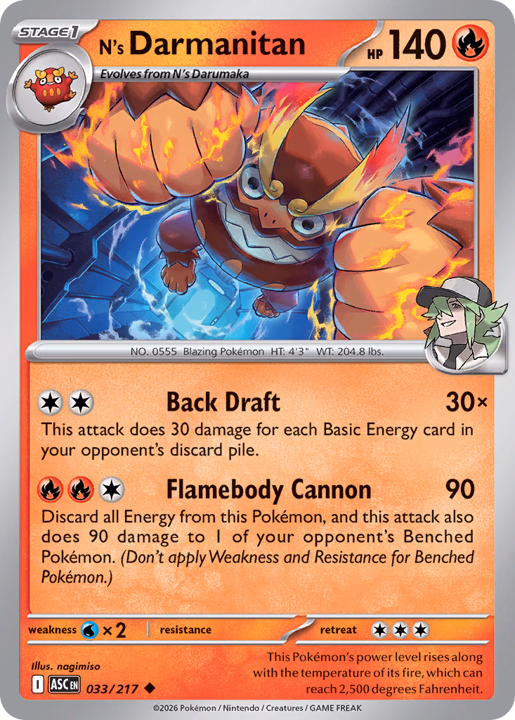 N's Darmanitan Pokemon card (033/217, Ascended Heroes)